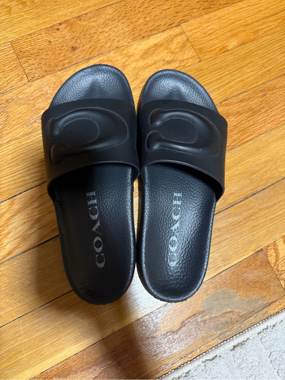 Coach Black Women's Slide Sandals with Embossed Logo
